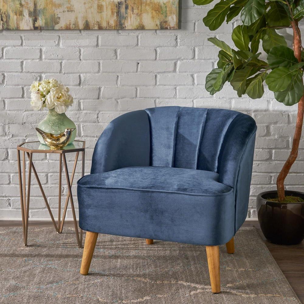 image:imageChristopher Knight Home Amaia Modern Velvet Club Chair Cobalt Walnut