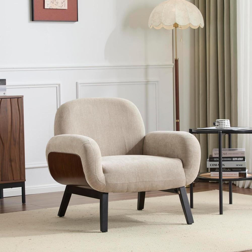 image:imageChristopher Knight Home Audrey Modern Upholstered Accent Chair Low Profile Lounge Chair Inddor Wooden Comfy Reading Chair Soft Seating Single Lounge Sofa Tan BrownKhaki