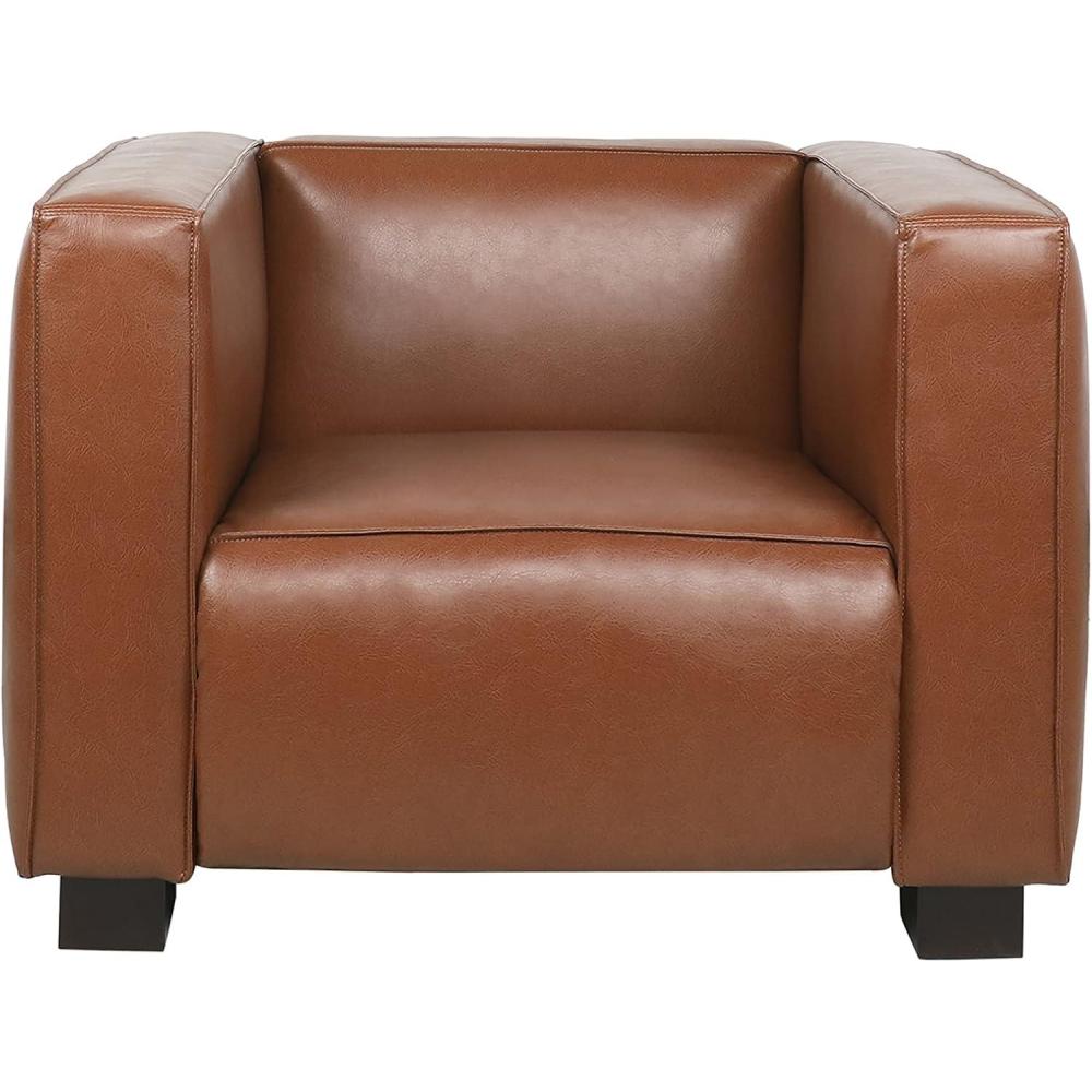 image:imageChristopher Knight Home Goyette Club Chair Faux Leather Cognac BrownDark Walnut