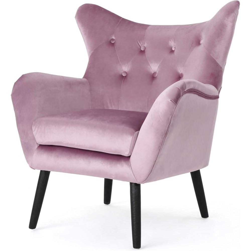 image:imageChristopher Knight Home Seigfried MidCentury Velvet Arm Chair Navy Blue  Black 285D x 3425W x 3975H inLight Lavender  Black