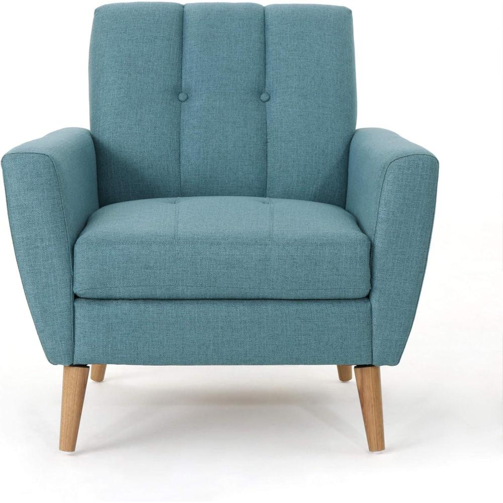 image:imageChristopher Knight Home Treston MidCentury Modern Fabric Club Chair Blue  Natural