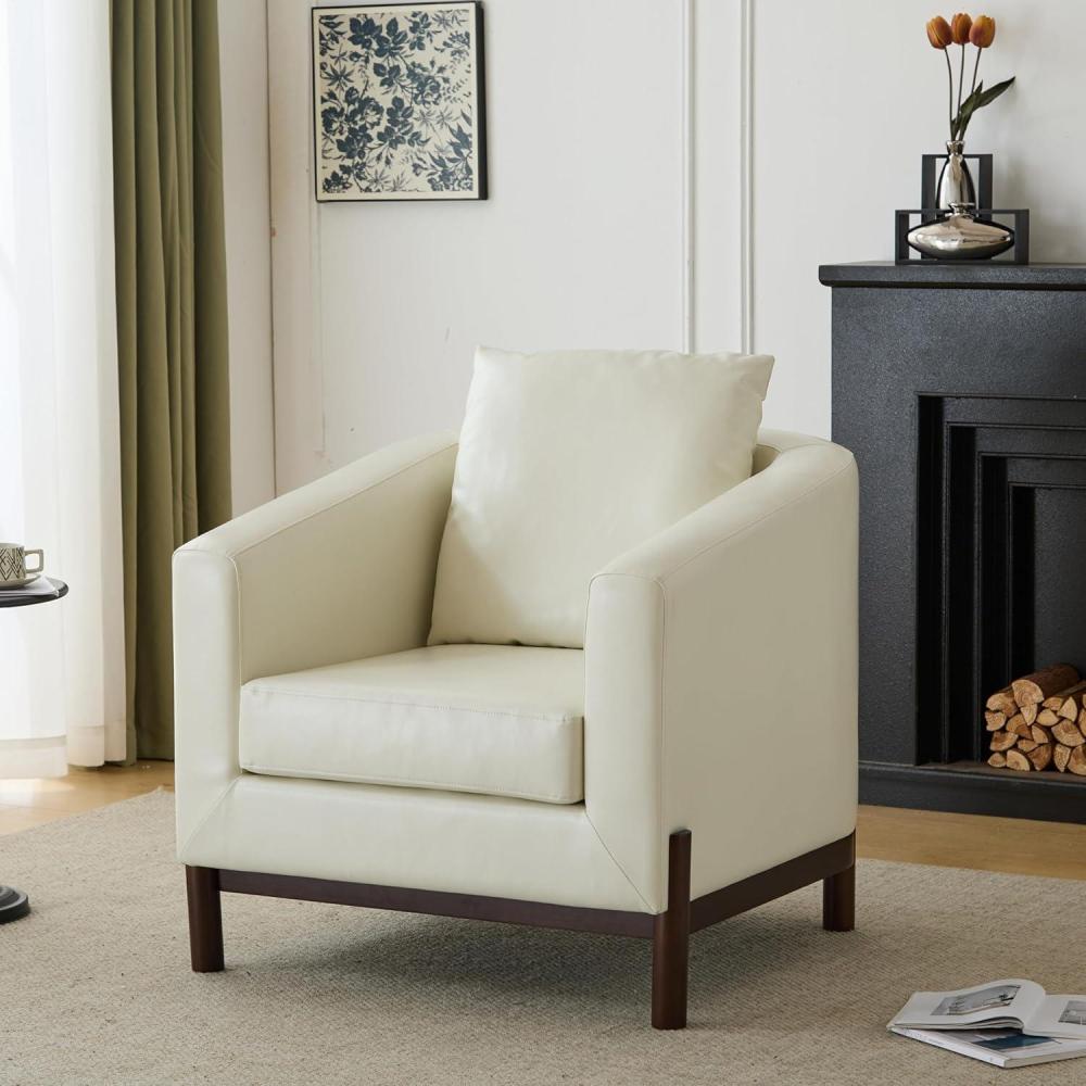 image:imageChristopher Knight Home Upholstered Club Chair Comft Accent Chair Soft Armchair Reading Single Sofa with Wood Legs Barrel Lounge Chair for Living Room Bedroom Home Rest 335 x335x315 WhiteWhite