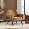 Christopher Knight Home Audrey Modern Upholstered Accent Chair, Low Profile Lounge Chair Inddor, Wooden Comfy Reading Chair, Soft Seating Single Lounge Sofa, Tan Brown(Tan Brown)