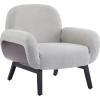 Christopher Knight Home Audrey Modern Upholstered Accent Chair, Low Profile Lounge Chair Inddor, Wooden Comfy Reading Chair, Soft Seating Single Lounge Sofa, Tan Brown(Light Grey)