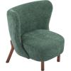 Christopher Knight Home Bella Fabric Upholstered Tufted Wingback Armless Accent Chair, Side Chair with Wooden Legs, Slipper Chair for Living Room, Bedroom, Entryway, Green+Brown(Green+brown)