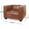 Christopher Knight Home Goyette Club Chair – Faux Leather – Cognac Brown/Dark Walnut