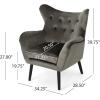 Christopher Knight Home Seigfried Mid-Century Velvet Arm Chair, Navy Blue / Black, 28.5D x 34.25W x 39.75H in(Grey / Black)