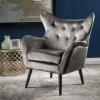 Christopher Knight Home Seigfried Mid-Century Velvet Arm Chair, Navy Blue / Black, 28.5D x 34.25W x 39.75H in(Grey / Black)