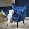 Christopher Knight Home Seigfried Mid-Century Velvet Arm Chair, Navy Blue / Black, 28.5D x 34.25W x 39.75H in(Navy Blue / Black)
