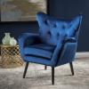 Christopher Knight Home Seigfried Mid-Century Velvet Arm Chair, Navy Blue / Black, 28.5D x 34.25W x 39.75H in(Navy Blue / Black)