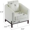Christopher Knight Home Upholstered Club Chair, Comft Accent Chair, Soft Armchair, Reading Single Sofa with Wood Legs, Barrel Lounge Chair for Living Room Bedroom Home Rest 33.5″ x33.5×31.5, White(White)