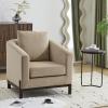 Christopher Knight Home Upholstered Club Chair, Comft Accent Chair, Soft Armchair, Reading Single Sofa with Wood Legs, Barrel Lounge Chair for Living Room Bedroom Home Rest 33.5″ x33.5×31.5, White(Camel)