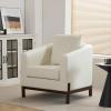 Christopher Knight Home Upholstered Club Chair, Comft Accent Chair, Soft Armchair, Reading Single Sofa with Wood Legs, Barrel Lounge Chair for Living Room Bedroom Home Rest 33.5″ x33.5×31.5, White(White)