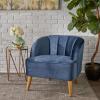 Christopher Knight Home Amaia Modern Velvet Club Chair, Cobalt / Walnut