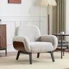 Christopher Knight Home Audrey Modern Upholstered Accent Chair, Low Profile Lounge Chair Inddor, Wooden Comfy Reading Chair, Soft Seating Single Lounge Sofa, Tan Brown(Light Grey)
