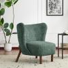 Christopher Knight Home Bella Fabric Upholstered Tufted Wingback Armless Accent Chair, Side Chair with Wooden Legs, Slipper Chair for Living Room, Bedroom, Entryway, Green+Brown(Green+brown)