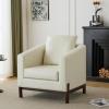 Christopher Knight Home Upholstered Club Chair, Comft Accent Chair, Soft Armchair, Reading Single Sofa with Wood Legs, Barrel Lounge Chair for Living Room Bedroom Home Rest 33.5″ x33.5×31.5, White(White)