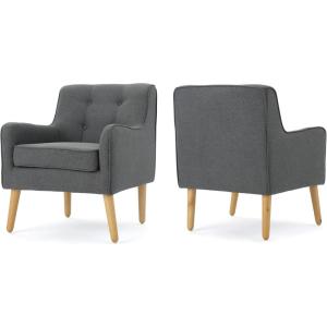 Christopher Knight Home Felicity Mid-Century Fabric Arm Chairs, 2-Pcs Set, Charcoal