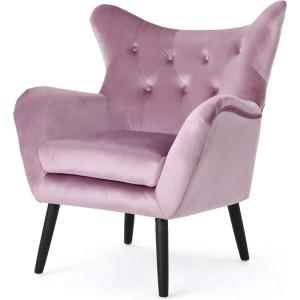 Christopher Knight Home Seigfried Mid-Century Velvet Arm Chair, Navy Blue / Black, 28.5D x 34.25W x 39.75H in(Light Lavender / Black)