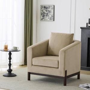 Christopher Knight Home Upholstered Club Chair, Comft Accent Chair, Soft Armchair, Reading Single Sofa with Wood Legs, Barrel Lounge Chair for Living Room Bedroom Home Rest 33.5″ x33.5×31.5, White(Camel)