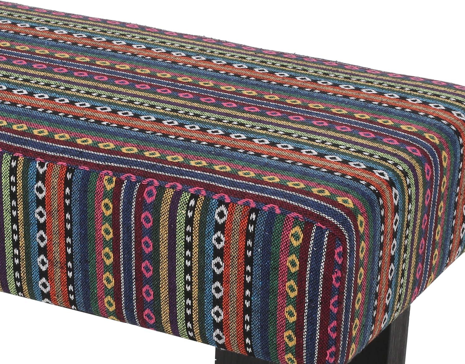 image:imageCassie Boho Fabric Bench Black PrintDark Multicolored