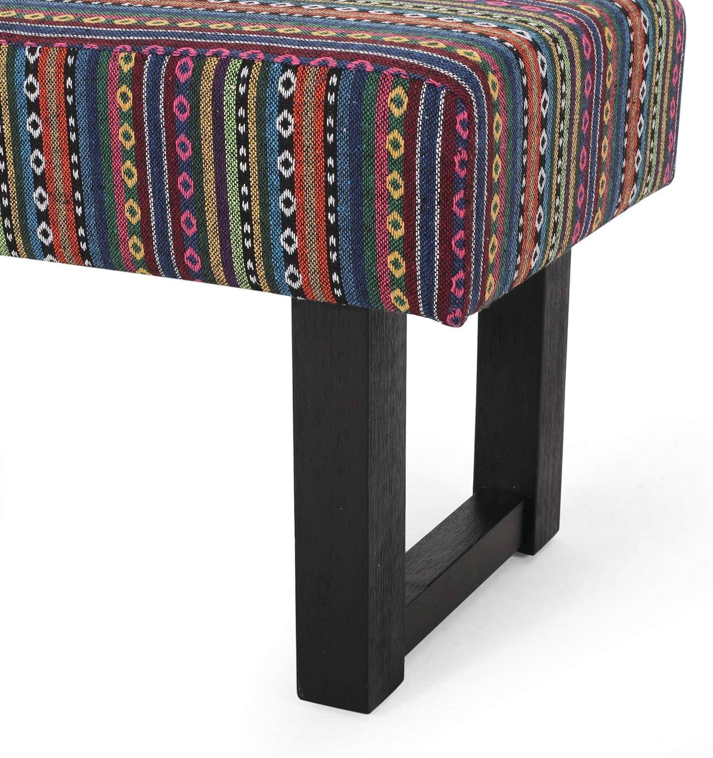 image:imageCassie Boho Fabric Bench Black PrintDark Multicolored