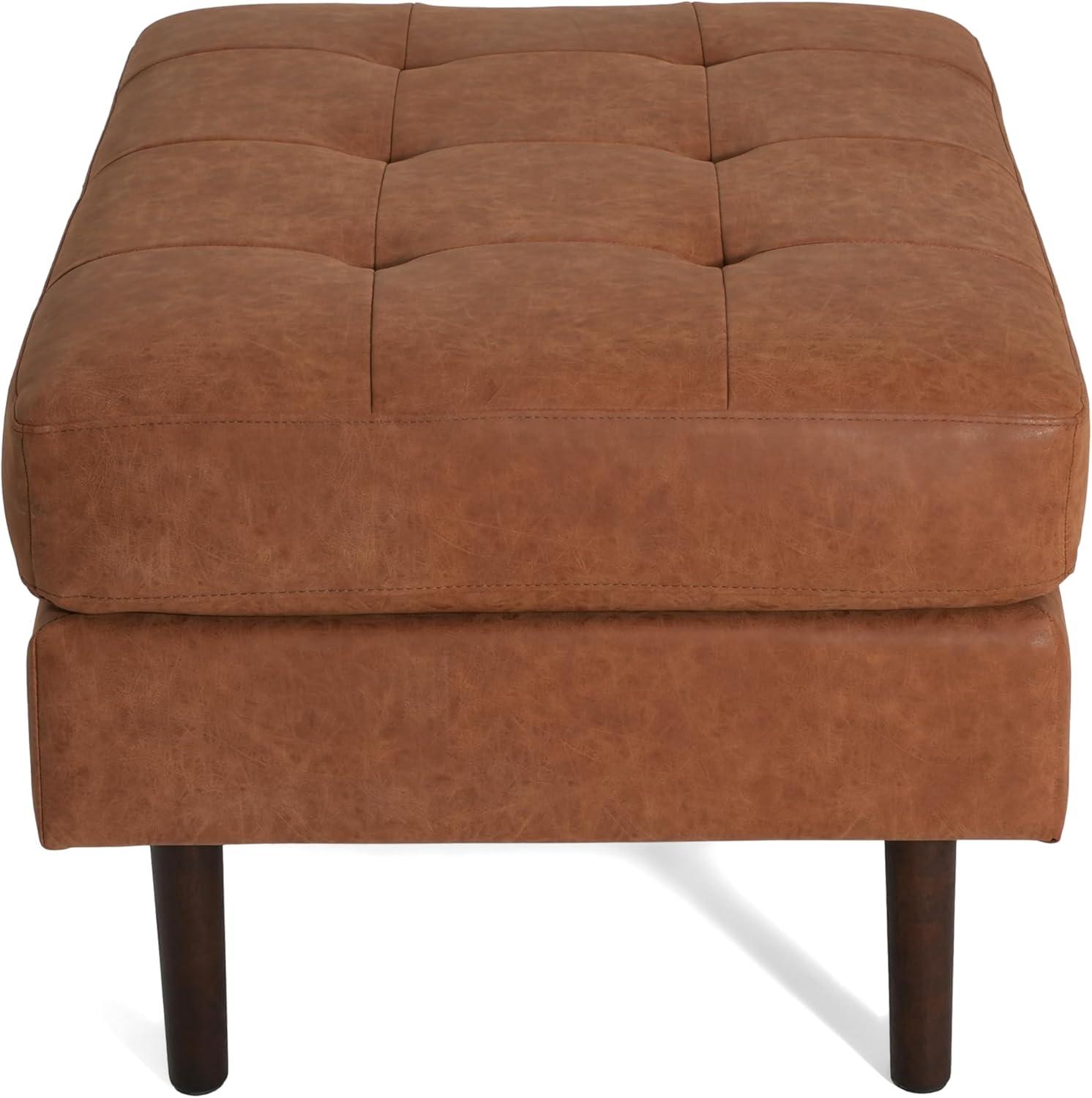 image:imageChristopher Knight Home Alcott Leather Ottoman Foot Rest Upholstered Foot Stools Pouf Ottoman Sofa Foot Rest for Living Room Modern Coffee Table Entryway Rectangle Small Footstool Reddish Brown