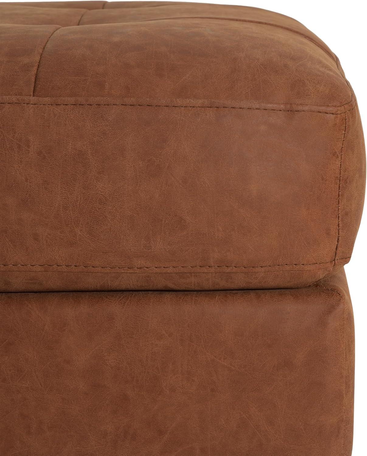 image:imageChristopher Knight Home Alcott Leather Ottoman Foot Rest Upholstered Foot Stools Pouf Ottoman Sofa Foot Rest for Living Room Modern Coffee Table Entryway Rectangle Small Footstool Reddish Brown