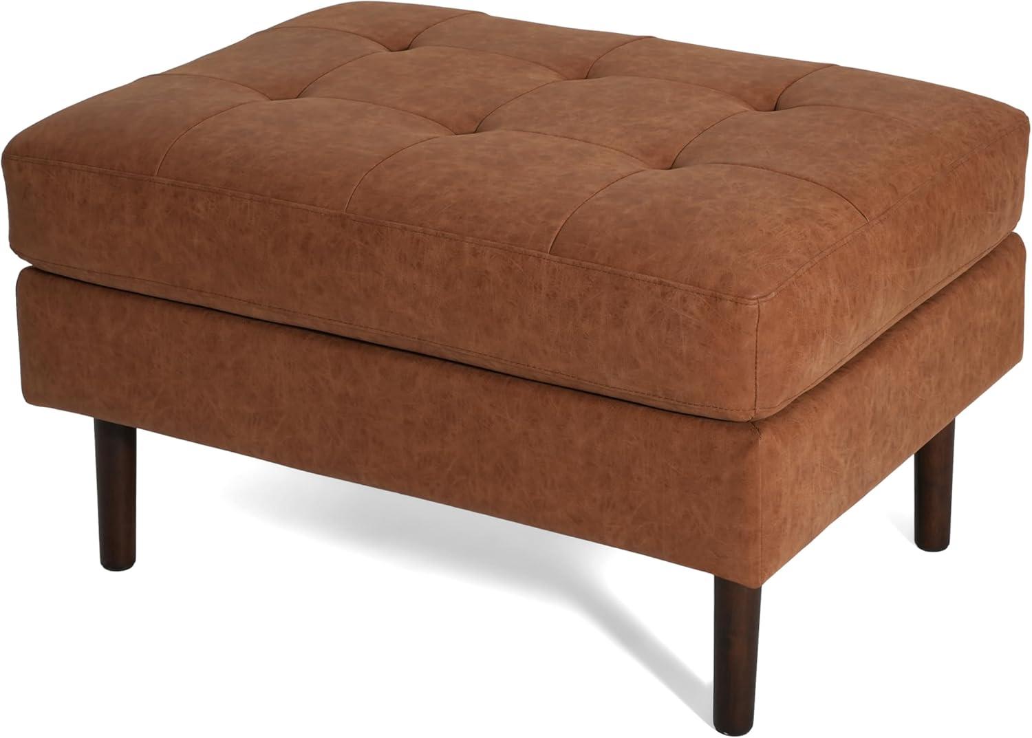 image:imageChristopher Knight Home Alcott Leather Ottoman Foot Rest Upholstered Foot Stools Pouf Ottoman Sofa Foot Rest for Living Room Modern Coffee Table Entryway Rectangle Small Footstool Reddish Brown