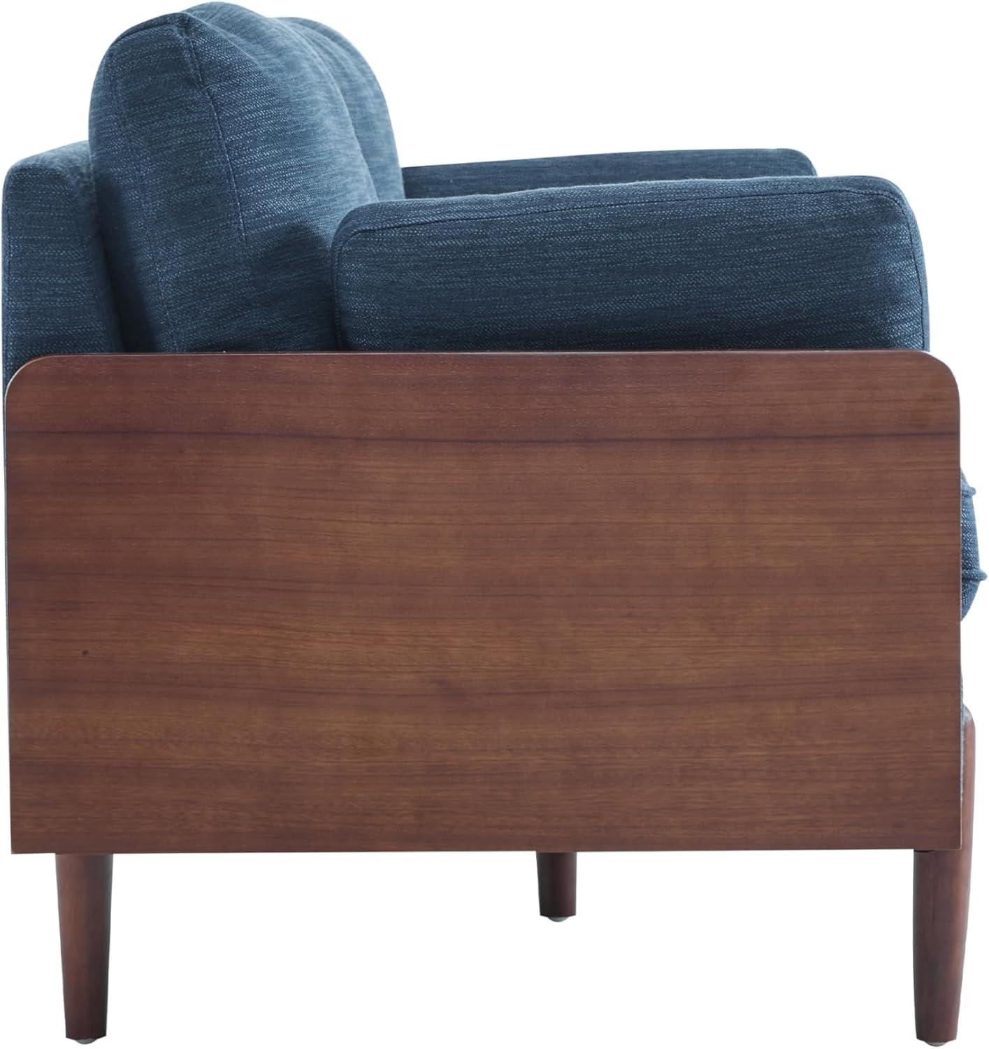 image:imageChristopher Knight Home Arboris Modern Fabric Upholstered Loveseat Living Room Lounge Sofa with Back Pillows and Removable Cushions Comfy Cloud Couch with Wooden Frame Navy BlueLight WalnutNavy Blue