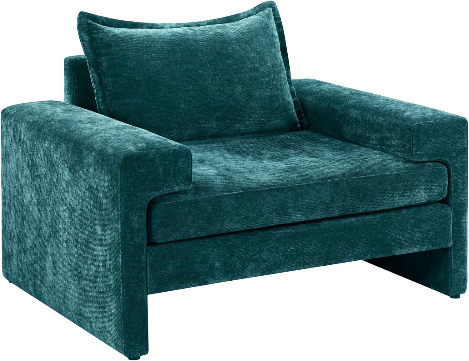 image:imageChristopher Knight Home Aylen Modern Chenille Upholstered Accent Chair with Wide Armrests Wooden Living Room Club Chair Bedroom Comfy Reading Chair with Back Pillow Teal GreenTeal Green