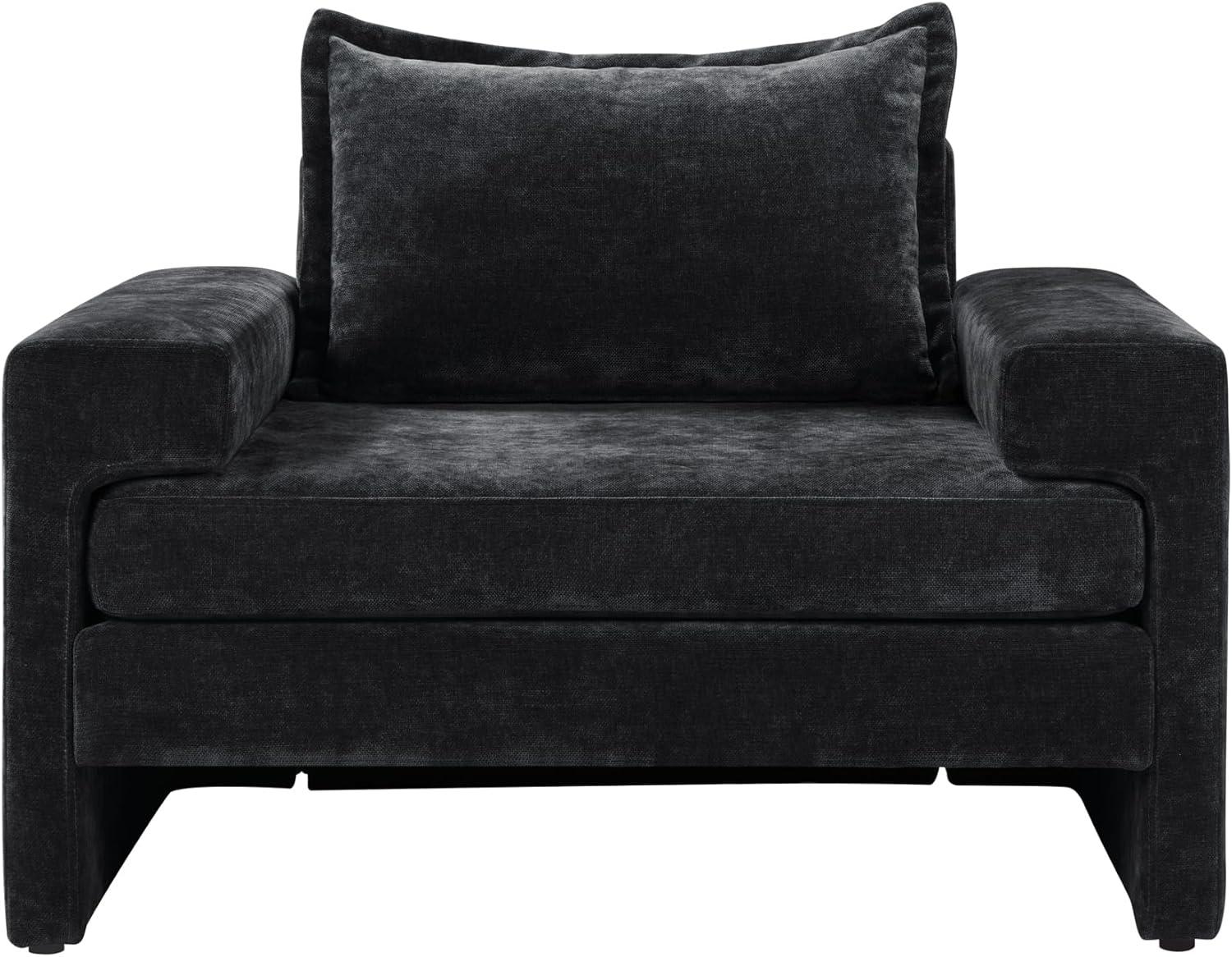 image:imageChristopher Knight Home Aylen Modern Chenille Upholstered Accent Chair with Wide Armrests Wooden Living Room Club Chair Bedroom Comfy Reading Chair with Back Pillow Teal GreenBlack