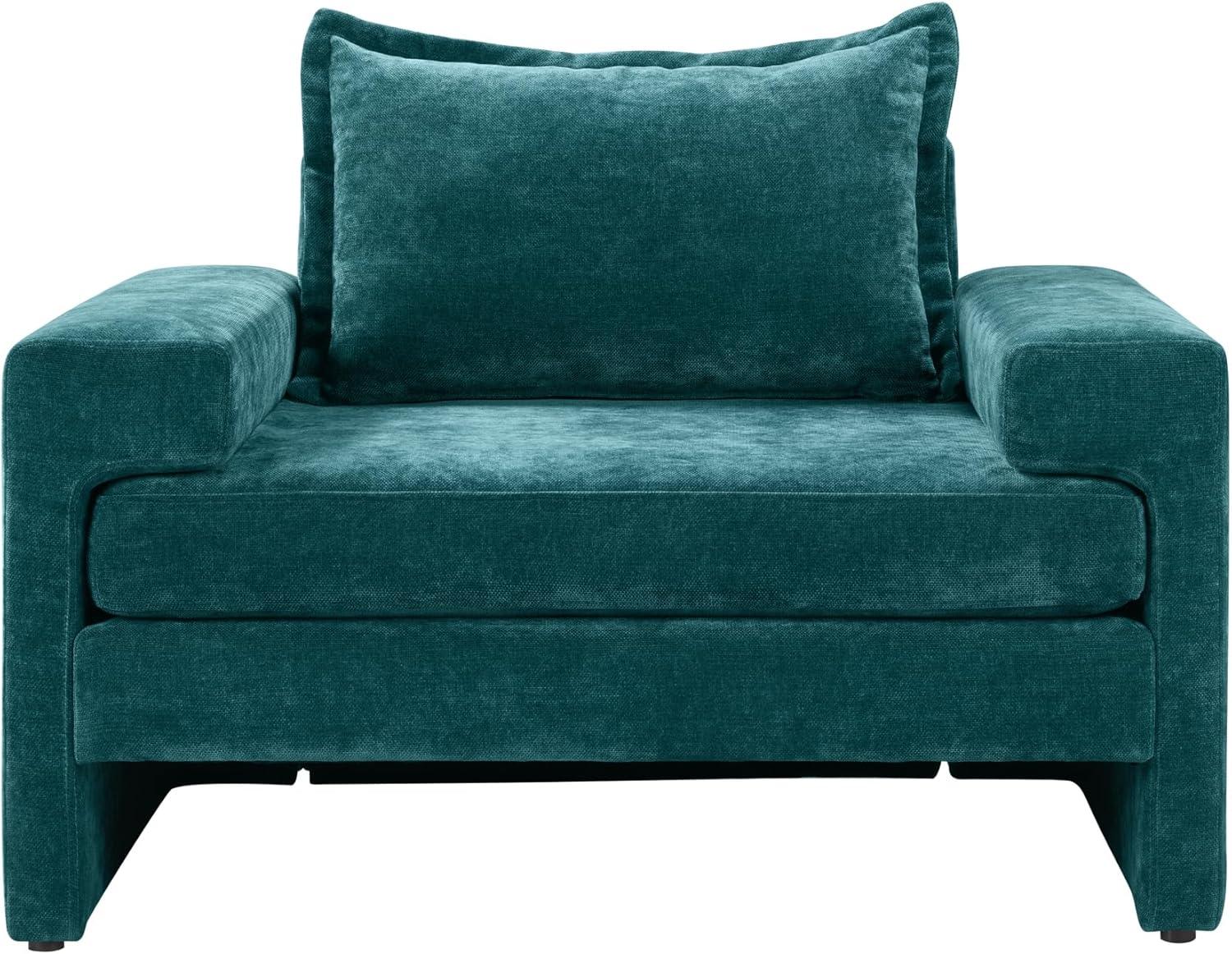 image:imageChristopher Knight Home Aylen Modern Chenille Upholstered Accent Chair with Wide Armrests Wooden Living Room Club Chair Bedroom Comfy Reading Chair with Back Pillow Teal GreenTeal Green