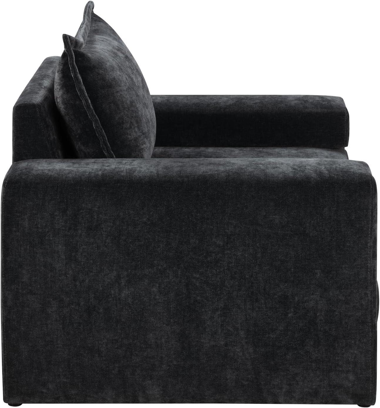 image:imageChristopher Knight Home Aylen Modern Chenille Upholstered Accent Chair with Wide Armrests Wooden Living Room Club Chair Bedroom Comfy Reading Chair with Back Pillow Teal GreenBlack