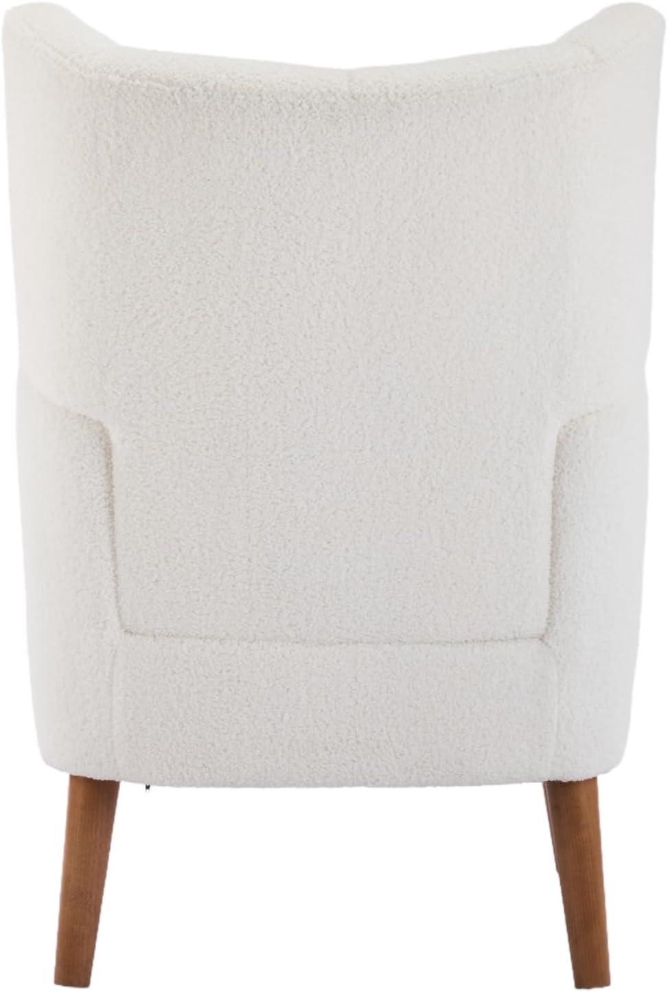 image:imageChristopher Knight Home Bines Modern Retro Accent Chair Upholstered Club Chair Reading Single Sofa Chair Armchair with Tapered Birch Wood Legs for Living Room Bedroom Reading Corner Ivory White