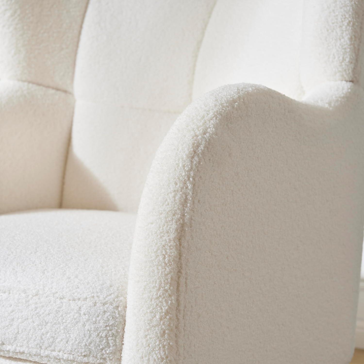 image:imageChristopher Knight Home Bines Modern Retro Accent Chair Upholstered Club Chair Reading Single Sofa Chair Armchair with Tapered Birch Wood Legs for Living Room Bedroom Reading Corner Ivory White