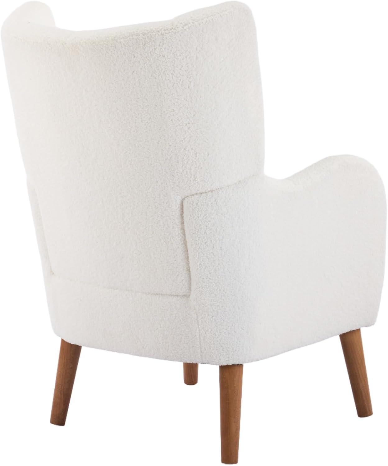 image:imageChristopher Knight Home Bines Modern Retro Accent Chair Upholstered Club Chair Reading Single Sofa Chair Armchair with Tapered Birch Wood Legs for Living Room Bedroom Reading Corner Ivory White