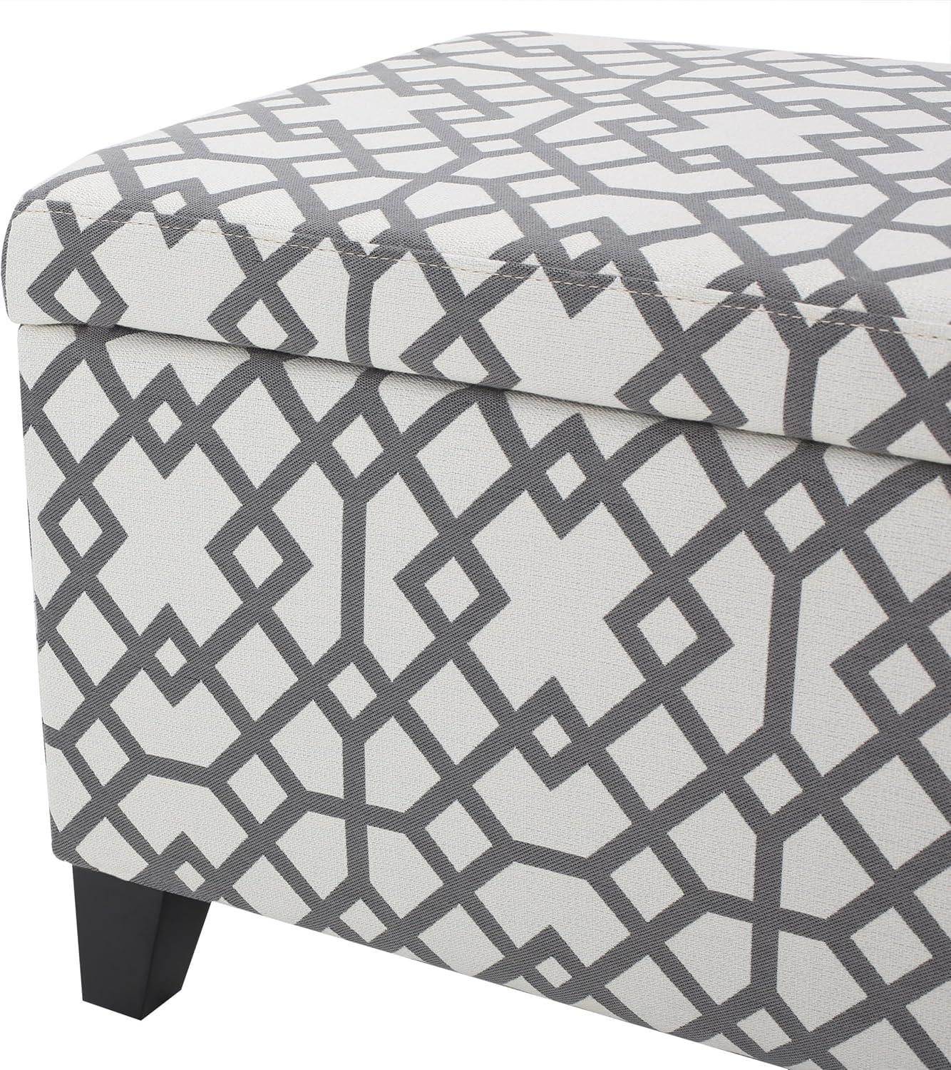 image:imageChristopher Knight Home Cleo Fabric Storage Ottoman Grey Geometric Patterned
