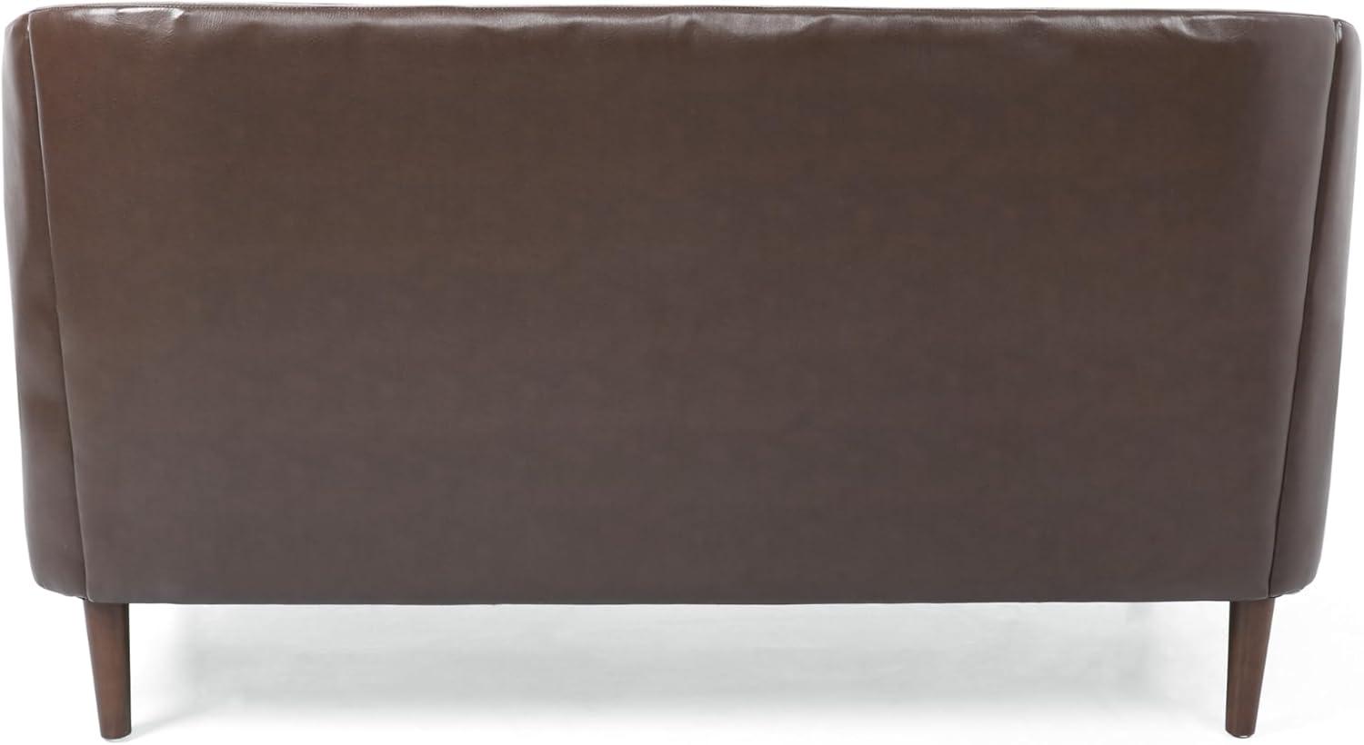 image:imageChristopher Knight Home Contemporary Tufted and Diamond Stitching Faux Leather LoveseatTubDesign 2Seater SofaRemovable CushionsBirch Wood LegsSquare ArmsDark Brown and EspressoDark Brown