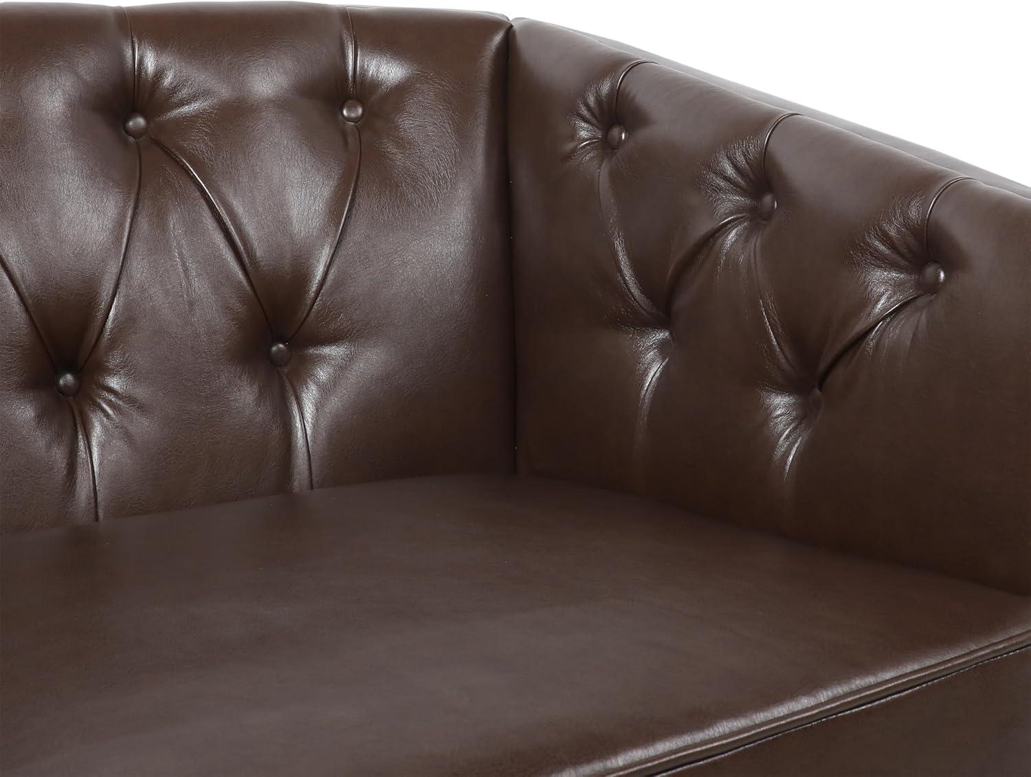 image:imageChristopher Knight Home Contemporary Tufted and Diamond Stitching Faux Leather LoveseatTubDesign 2Seater SofaRemovable CushionsBirch Wood LegsSquare ArmsDark Brown and EspressoDark Brown