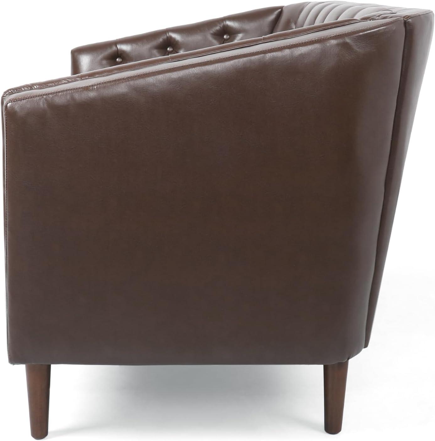 image:imageChristopher Knight Home Contemporary Tufted and Diamond Stitching Faux Leather LoveseatTubDesign 2Seater SofaRemovable CushionsBirch Wood LegsSquare ArmsDark Brown and EspressoDark Brown