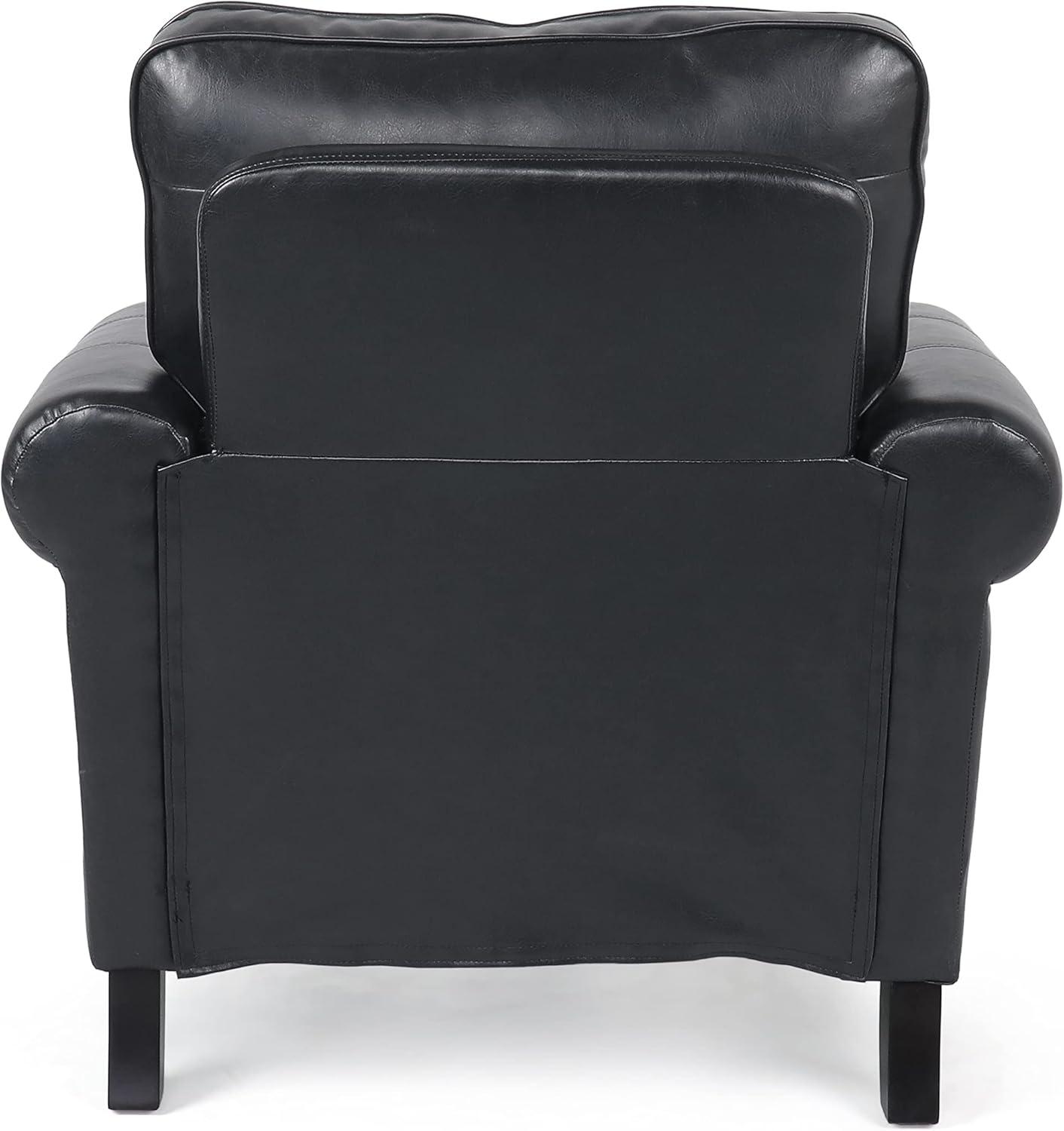 image:imageChristopher Knight Home Dowd Club Chair with Nailhead Trim Faux Leather Dark BrownMidnight Black Dark Brown