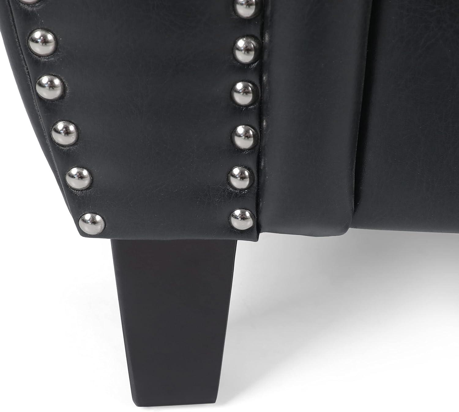 image:imageChristopher Knight Home Dowd Club Chair with Nailhead Trim Faux Leather Dark BrownMidnight Black Dark Brown