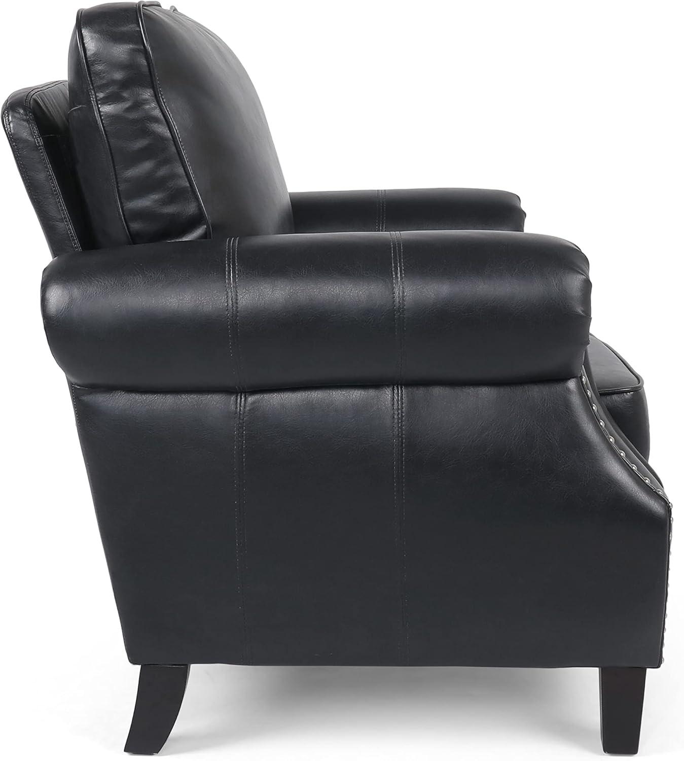 image:imageChristopher Knight Home Dowd Club Chair with Nailhead Trim Faux Leather Dark BrownMidnight Black Dark Brown