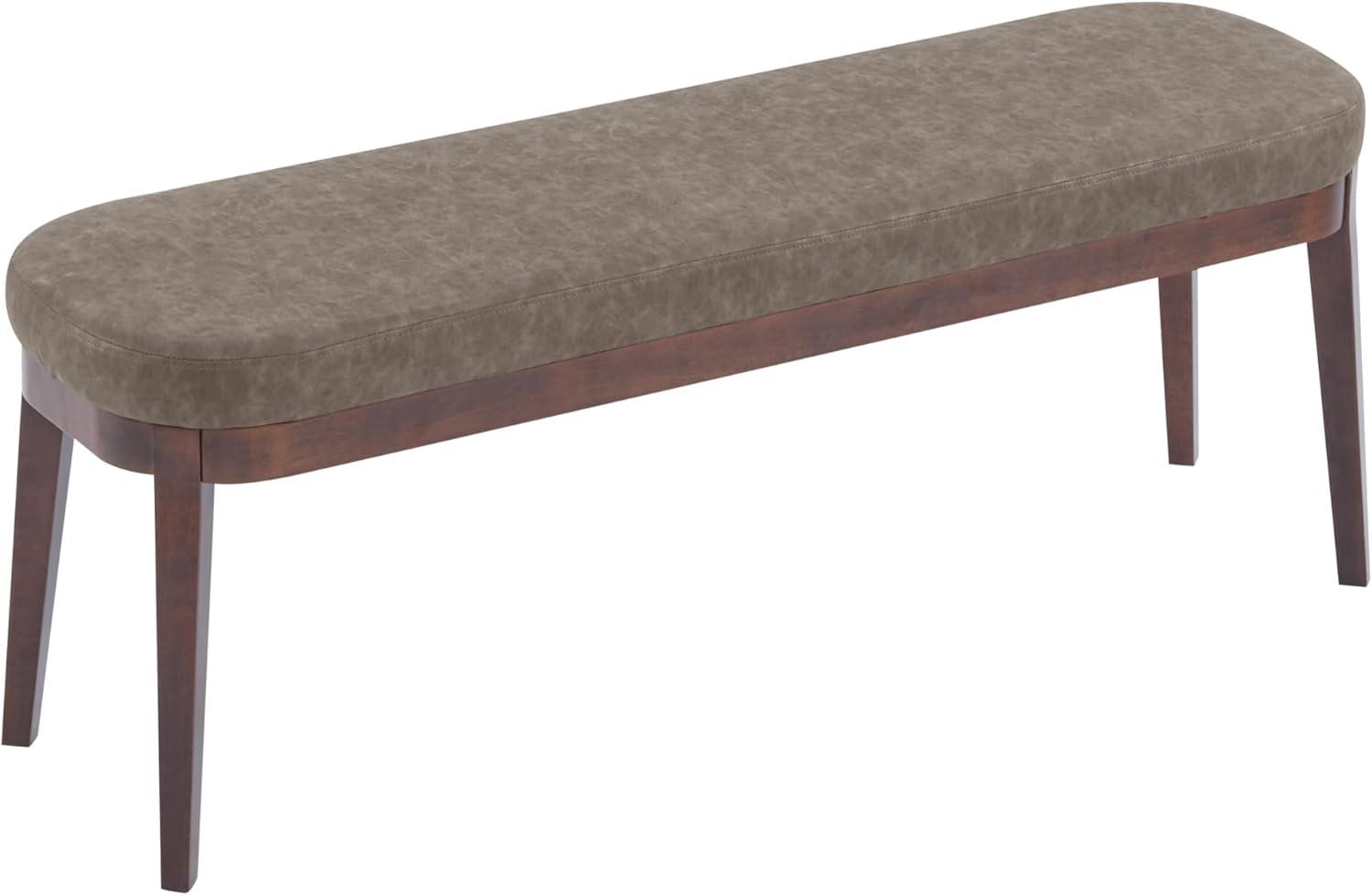 image:imageChristopher Knight Home Ella MidCentury Faux Leather Upholstered Dining Bench End of Bed Footrest EntrywayHallway Seating Indoor Ottoman Bench with Padded Seat and Solid Wood Leg BeigeNaturalBrown