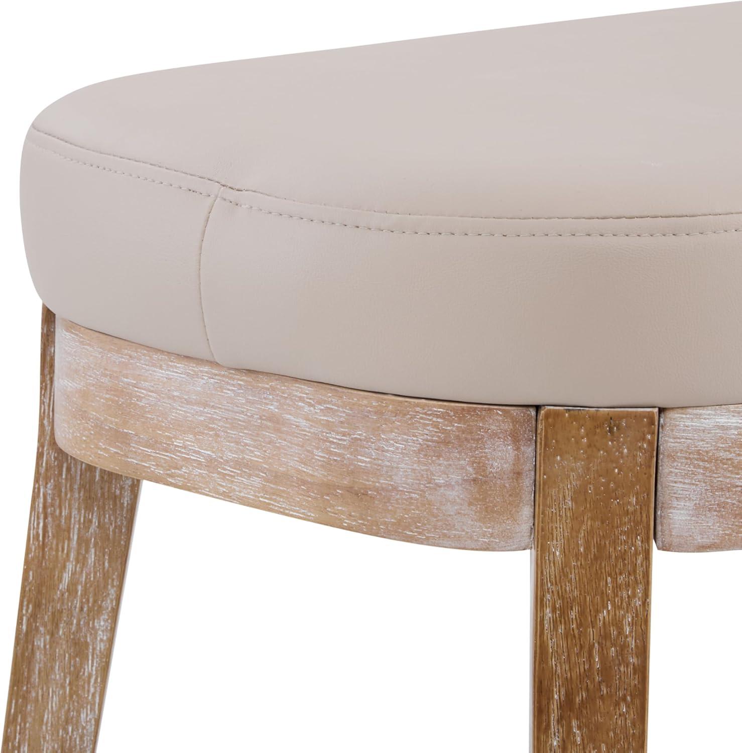 image:imageChristopher Knight Home Ella MidCentury Faux Leather Upholstered Dining Bench End of Bed Footrest EntrywayHallway Seating Indoor Ottoman Bench with Padded Seat and Solid Wood Leg BeigeNaturalBeigenatural