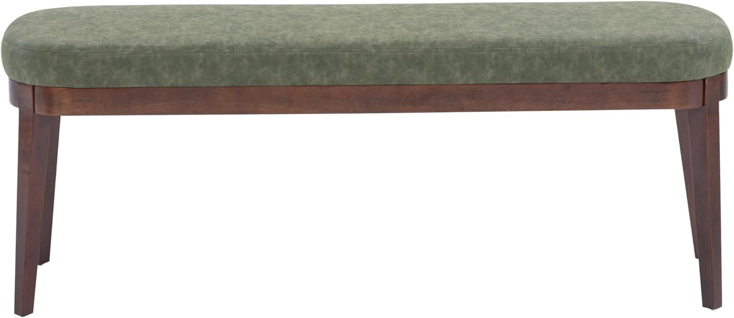 image:imageChristopher Knight Home Ella MidCentury Faux Leather Upholstered Dining Bench End of Bed Footrest EntrywayHallway Seating Indoor Ottoman Bench with Padded Seat and Solid Wood Leg BeigeNaturalGreenbrown