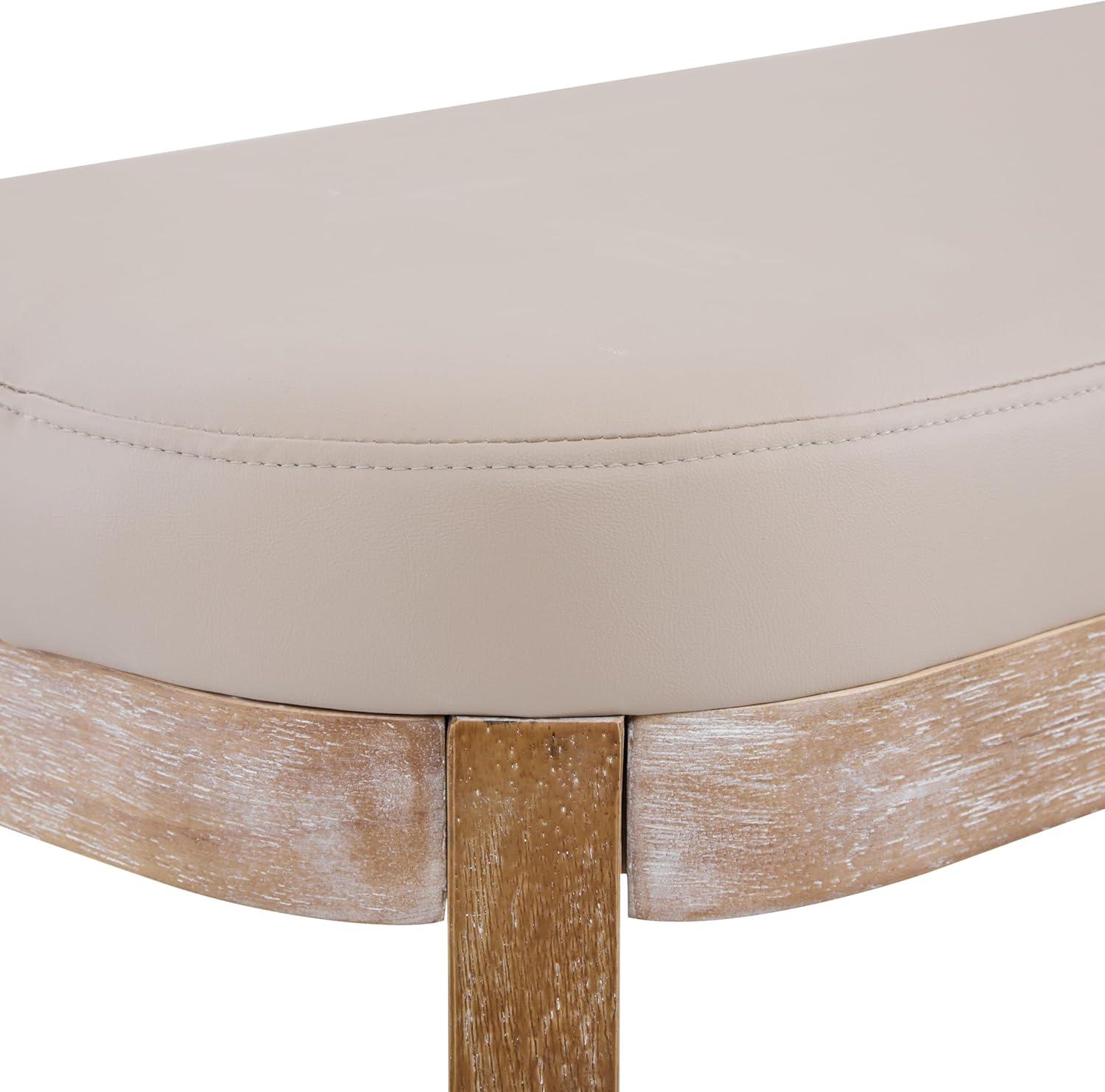 image:imageChristopher Knight Home Ella MidCentury Faux Leather Upholstered Dining Bench End of Bed Footrest EntrywayHallway Seating Indoor Ottoman Bench with Padded Seat and Solid Wood Leg BeigeNaturalBeigenatural