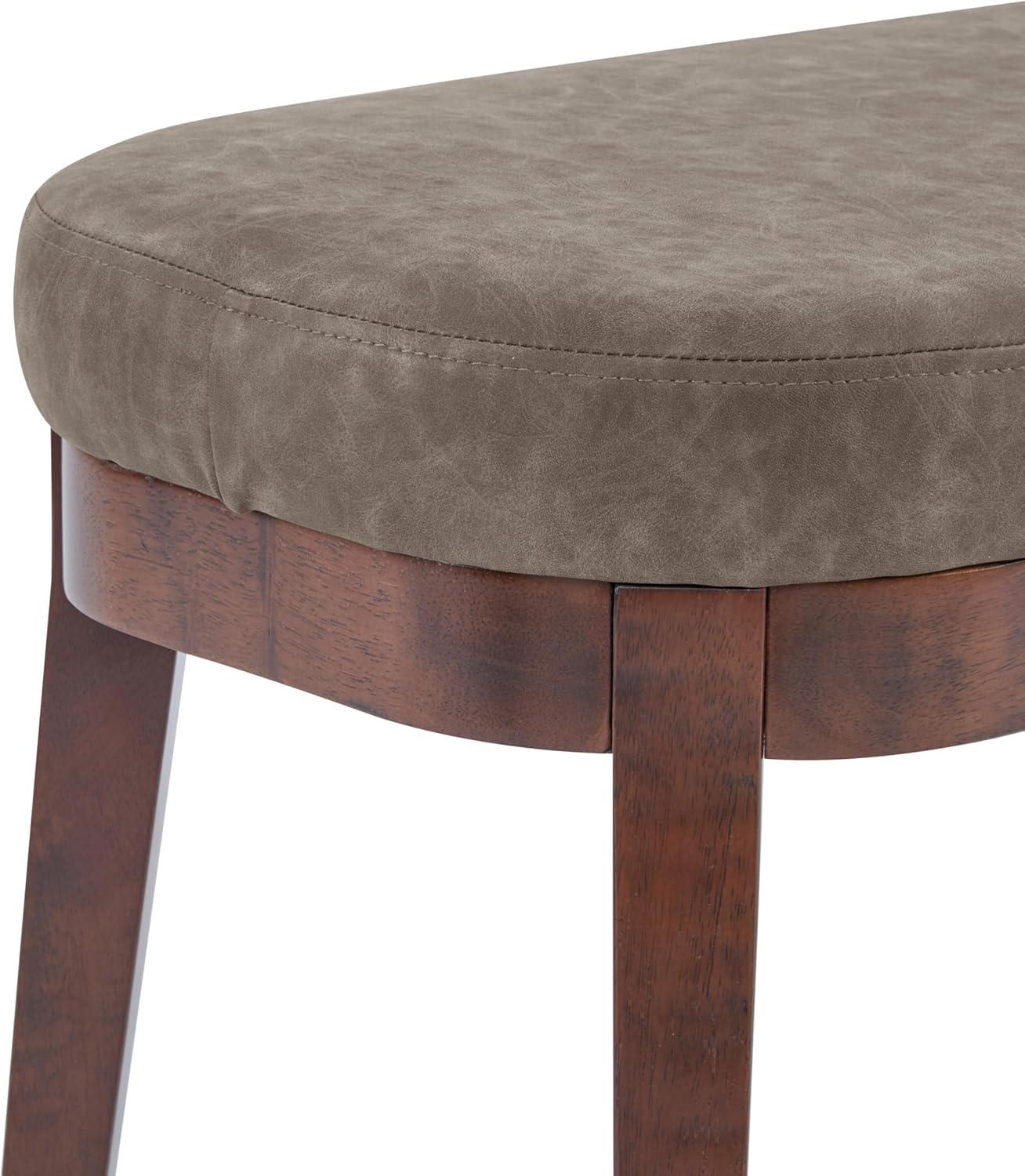 image:imageChristopher Knight Home Ella MidCentury Faux Leather Upholstered Dining Bench End of Bed Footrest EntrywayHallway Seating Indoor Ottoman Bench with Padded Seat and Solid Wood Leg BeigeNaturalBrown