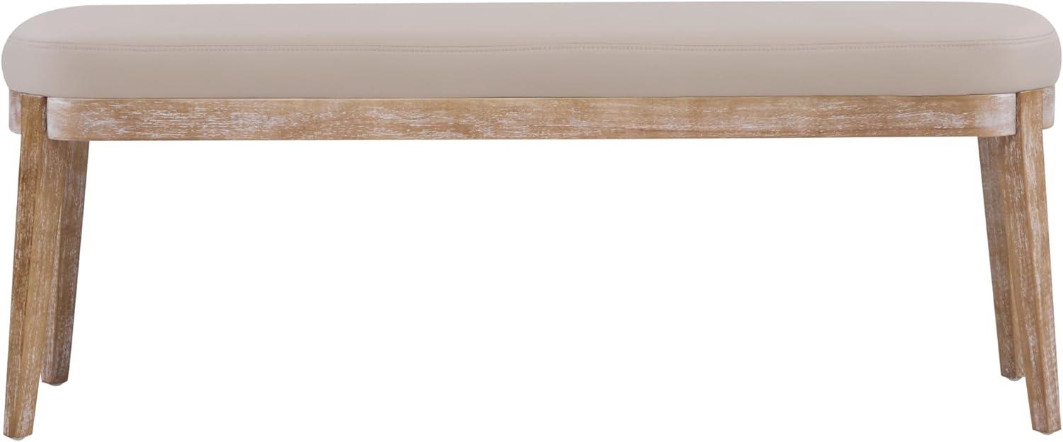 image:imageChristopher Knight Home Ella MidCentury Faux Leather Upholstered Dining Bench End of Bed Footrest EntrywayHallway Seating Indoor Ottoman Bench with Padded Seat and Solid Wood Leg BeigeNaturalBeigenatural